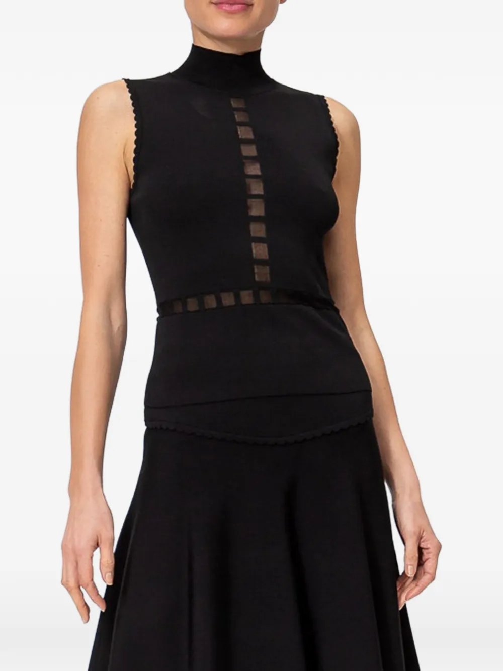 TWINSET Actitude mesh-panel top - Nero