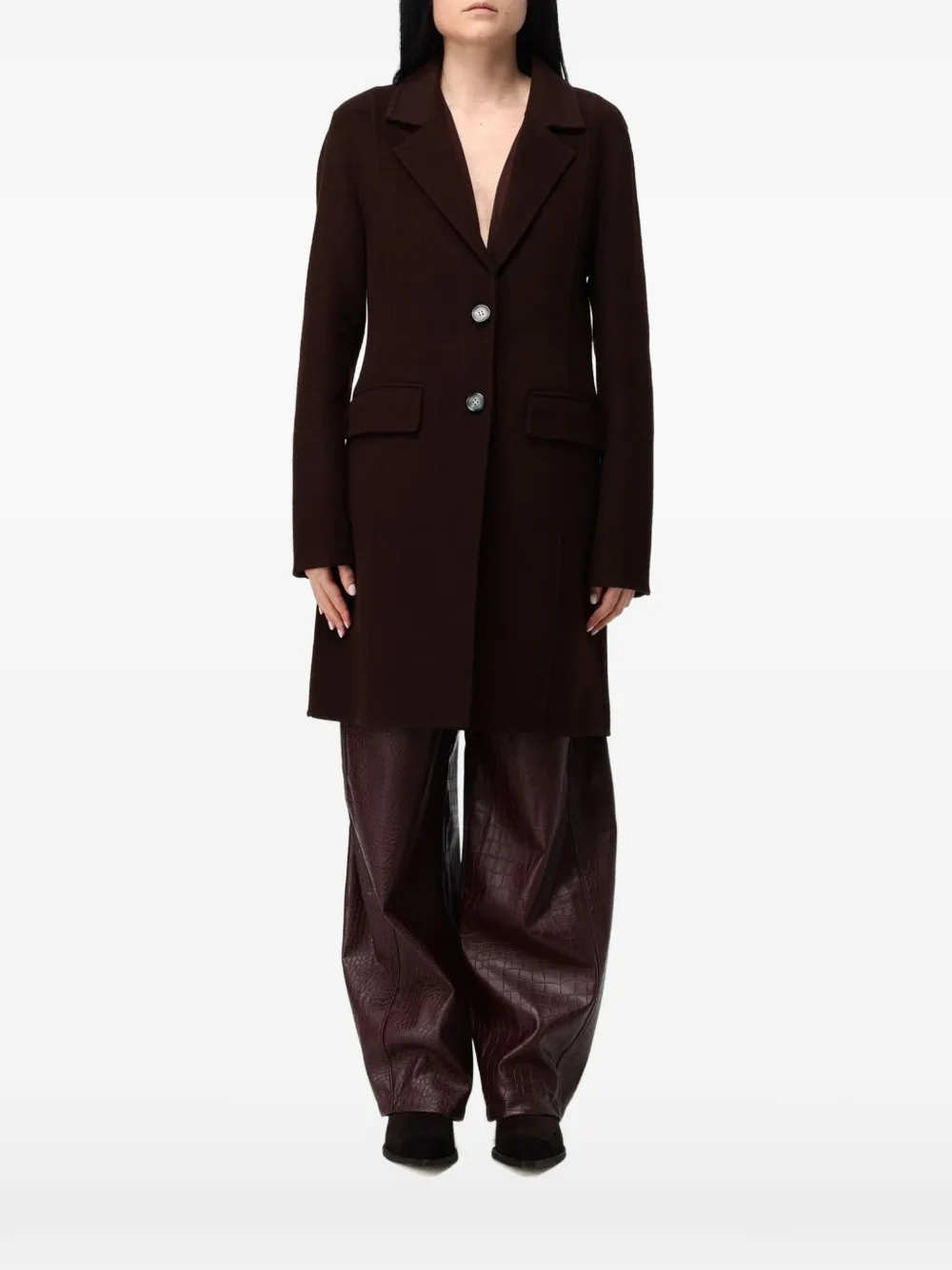 Hanita notched-lapel single-breasted coat - Marron Hanita notched-lapel single-breasted coat - Marron