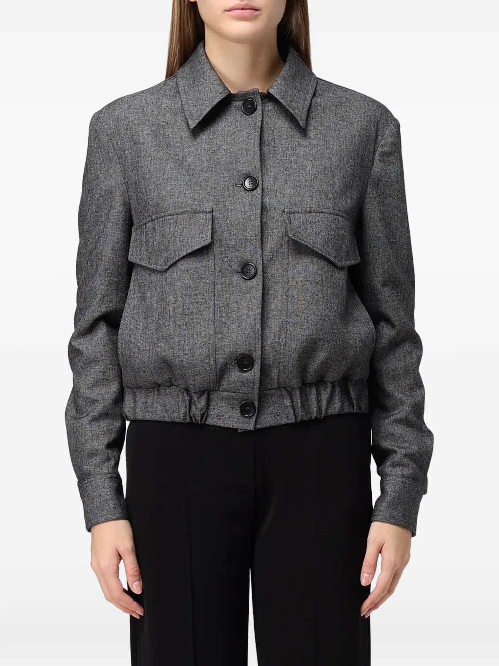 Hanita veste boutonnée à ourlet élastiqué - Gris
