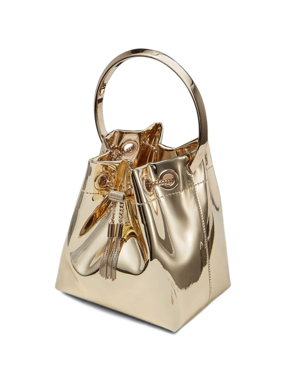 Jimmy Choo Bon gold mirror fabric mini bag with metal handle Goud