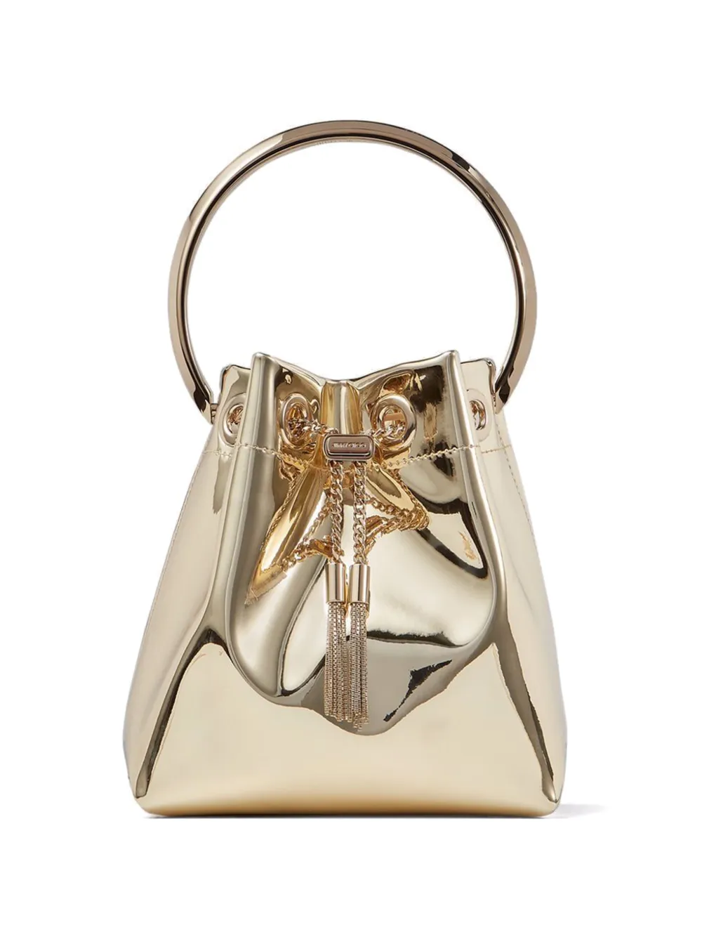 Jimmy Choo Bon Bon gold mirror fabric mini bag with metal handle - Oro