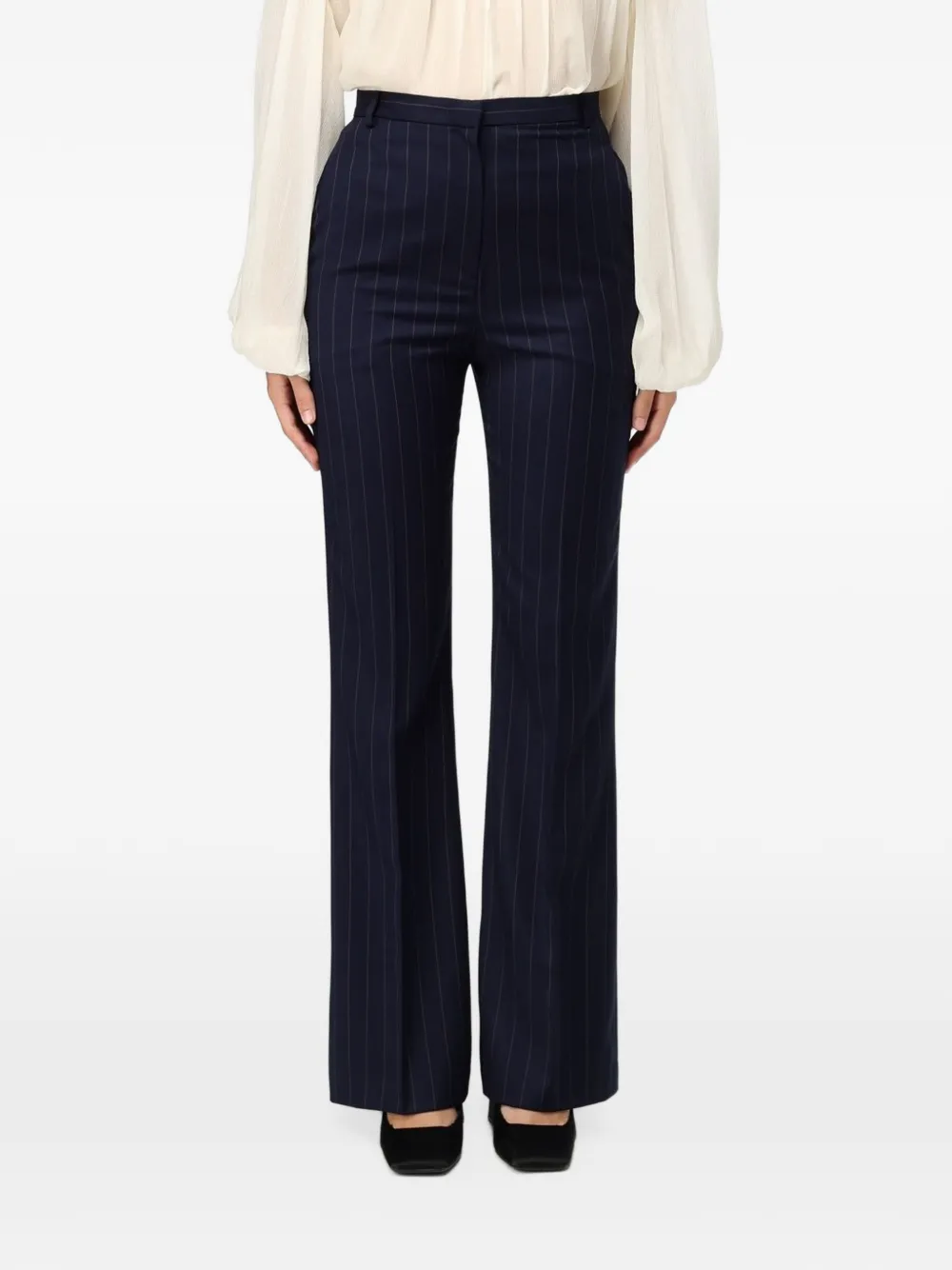 Hanita pinstripe-pattern flared trousers Blauw