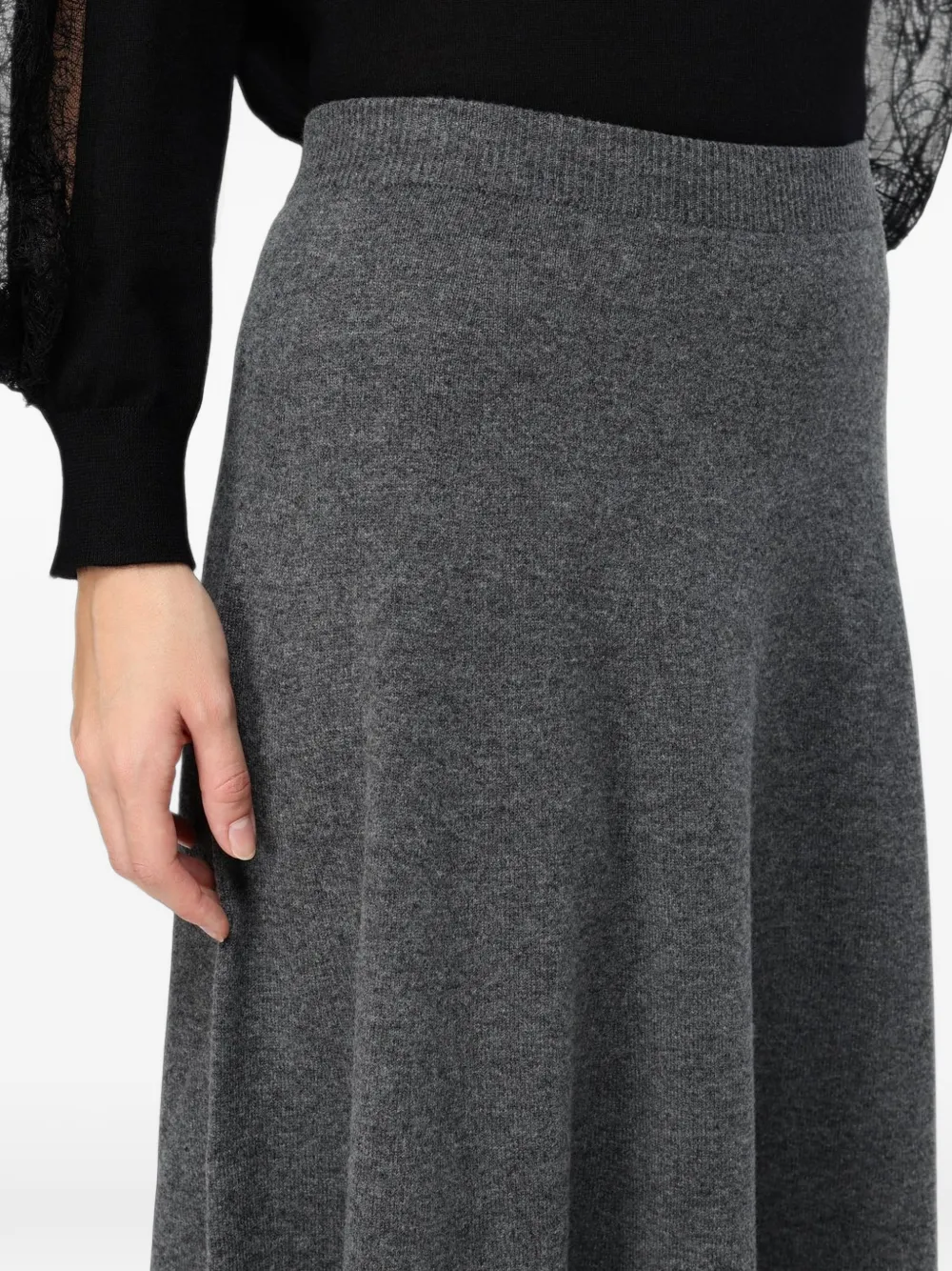 Fabiana Filippi ribbed-waistband A-line knitted midi skirt Grijs