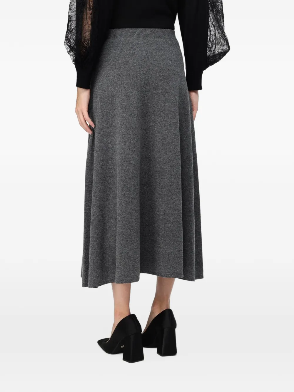 Fabiana Filippi ribbed-waistband A-line knitted midi skirt Grijs