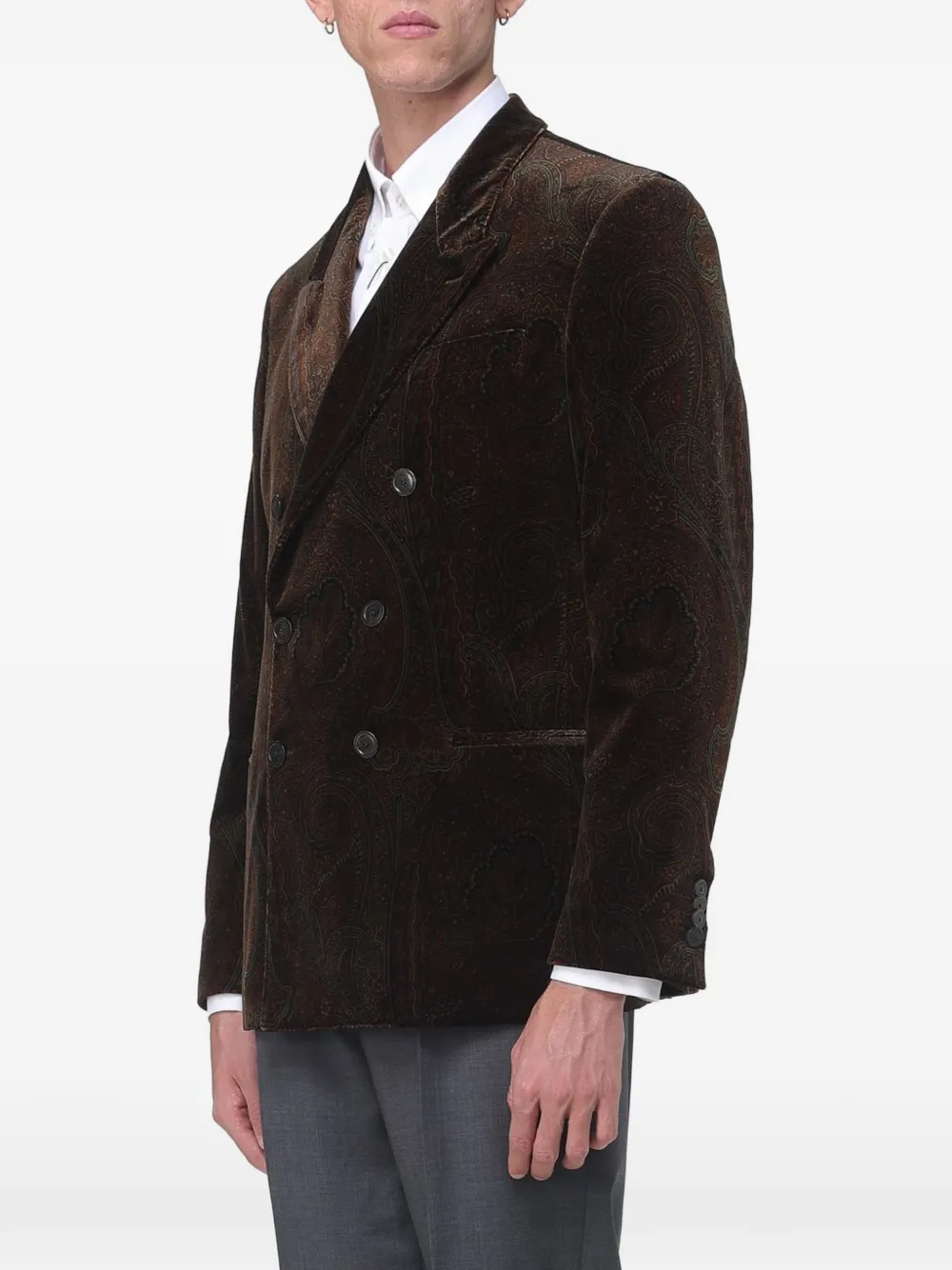 ETRO Paisley double-breasted coat Bruin