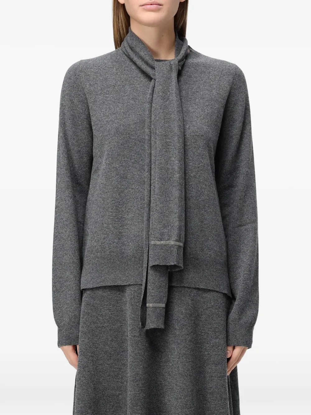 Fabiana Filippi tie-neck long-sleeve sweater Grijs
