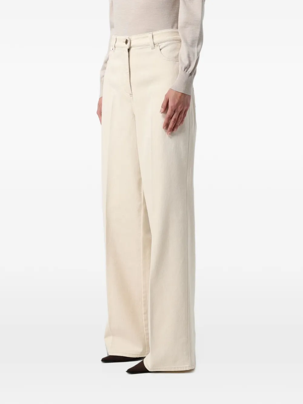 Agnona Broek met wijde pijpen Beige