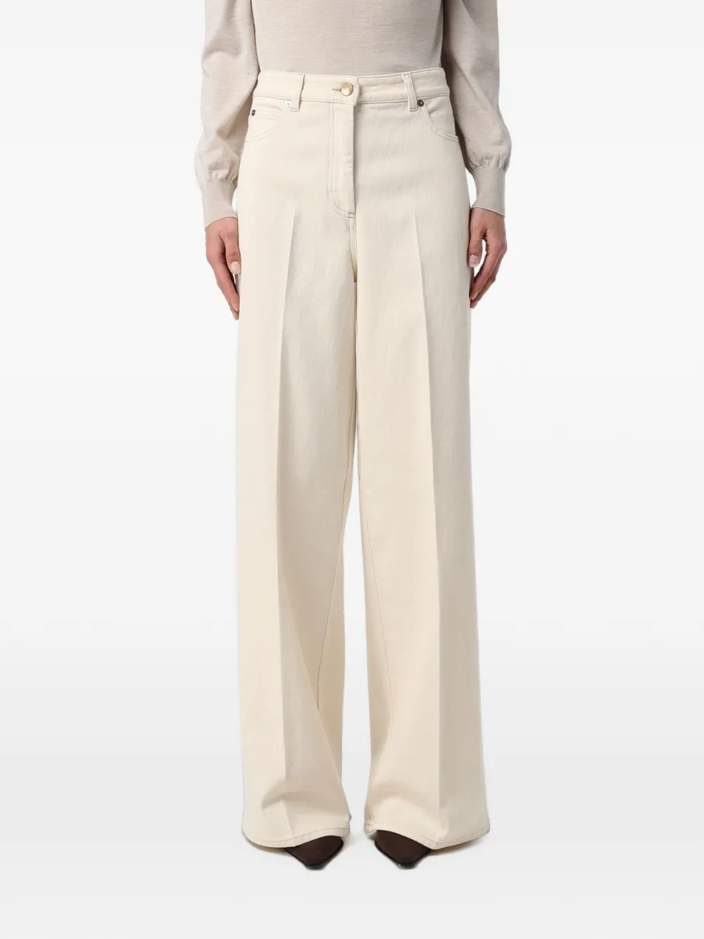 Agnona pressed-crease wide-leg jeans - Toni neutri