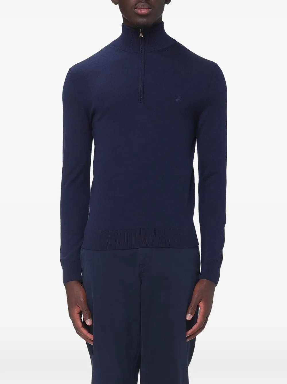 ETRO quarter-zip knitted sweater Blauw