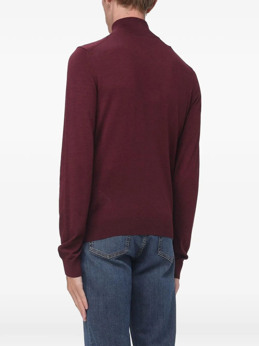 ETRO quarter-zip embroidered-logo sweater Rood