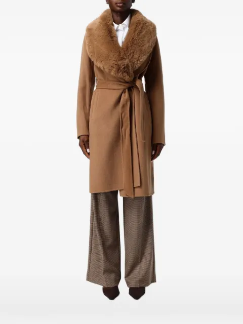 Hanita faux-fur collar belted coat