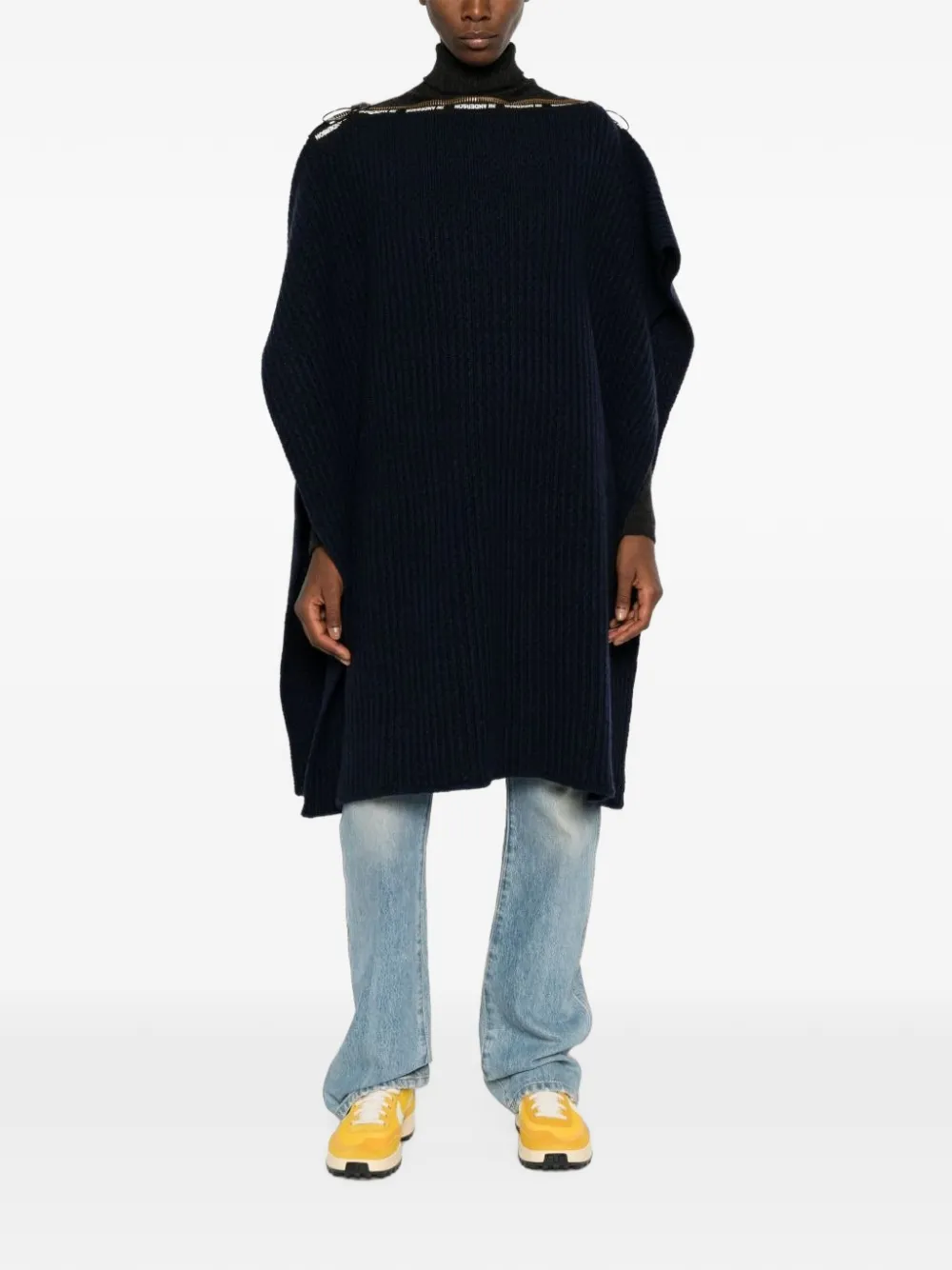 JW Anderson x A.P.C. ribbed-knit zip-detail poncho - Bleu JW Anderson x A.P.C. ribbed-knit zip-detail poncho - Bleu