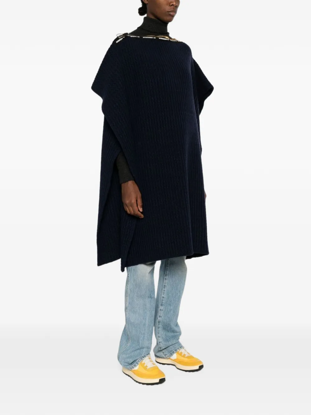 JW Anderson x A.P.C. ribbed-knit zip-detail poncho Blauw