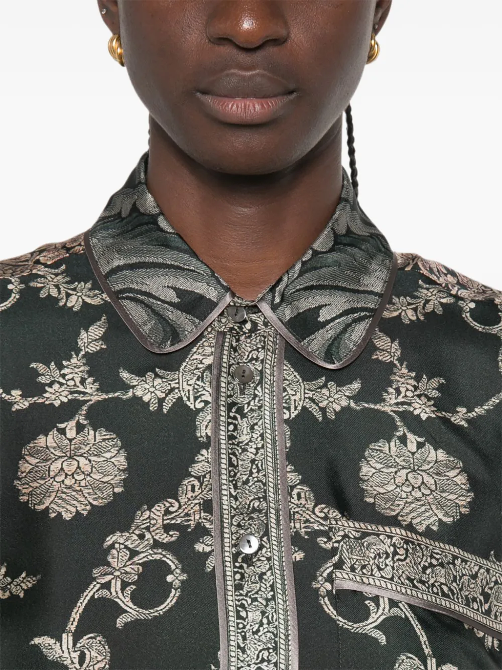 Pierre-Louis Mascia Aloe floral-print silk shirt Groen