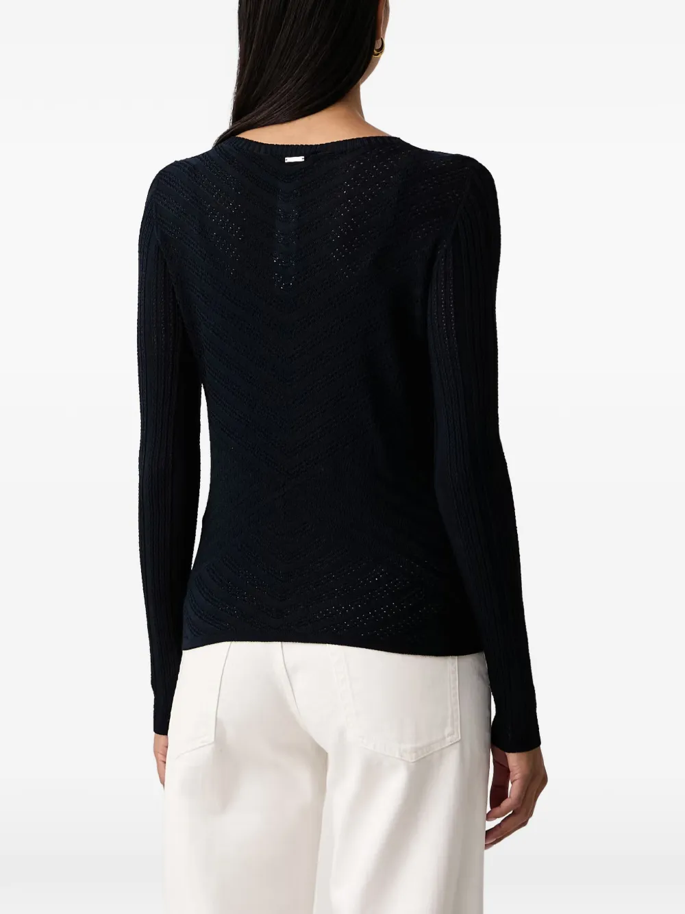 TWINSET chevron-knit pointelle-trim sweater Blauw