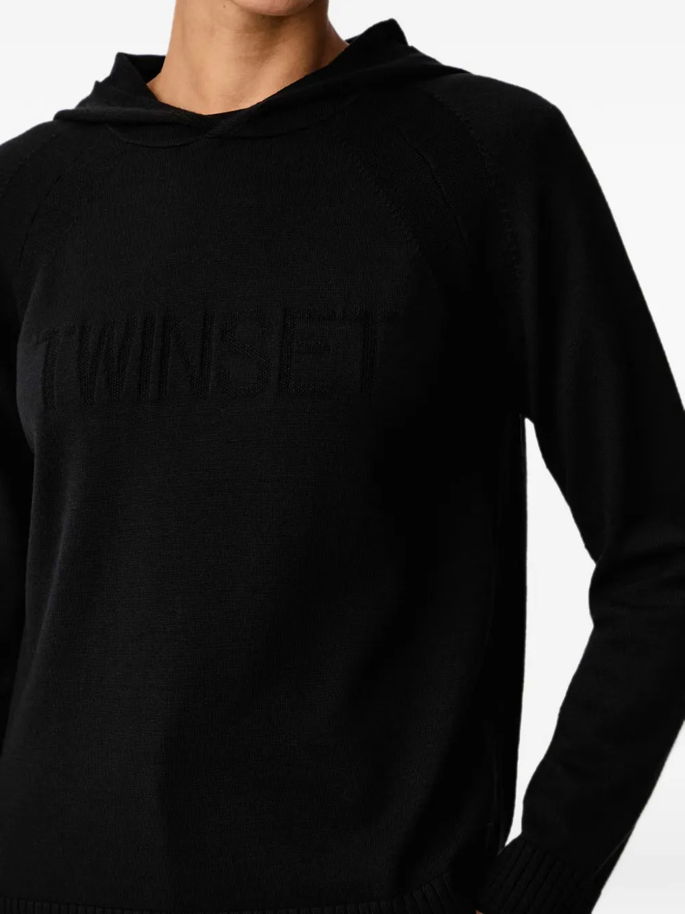 TWINSET logo-embossed raglan-sleeve sweater Zwart