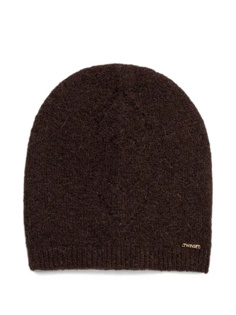 TWINSET logo-plaque knitted beanie hat