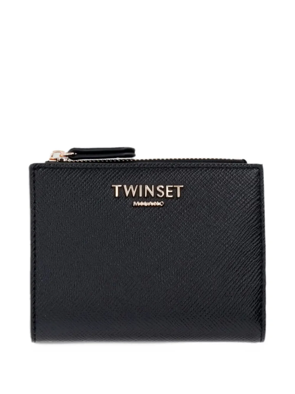 TWINSET logo-lettering cross-grain wallet - Nero
