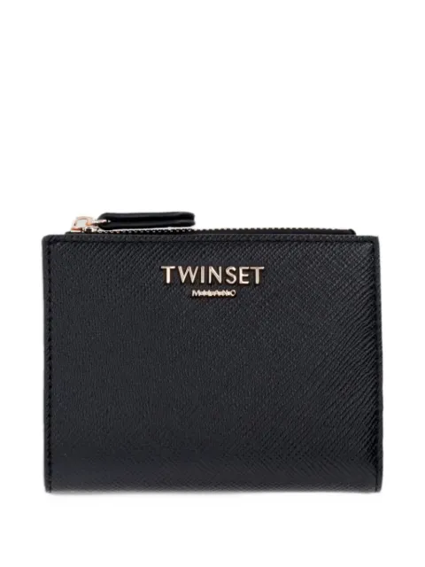 TWINSET logo-lettering cross-grain wallet