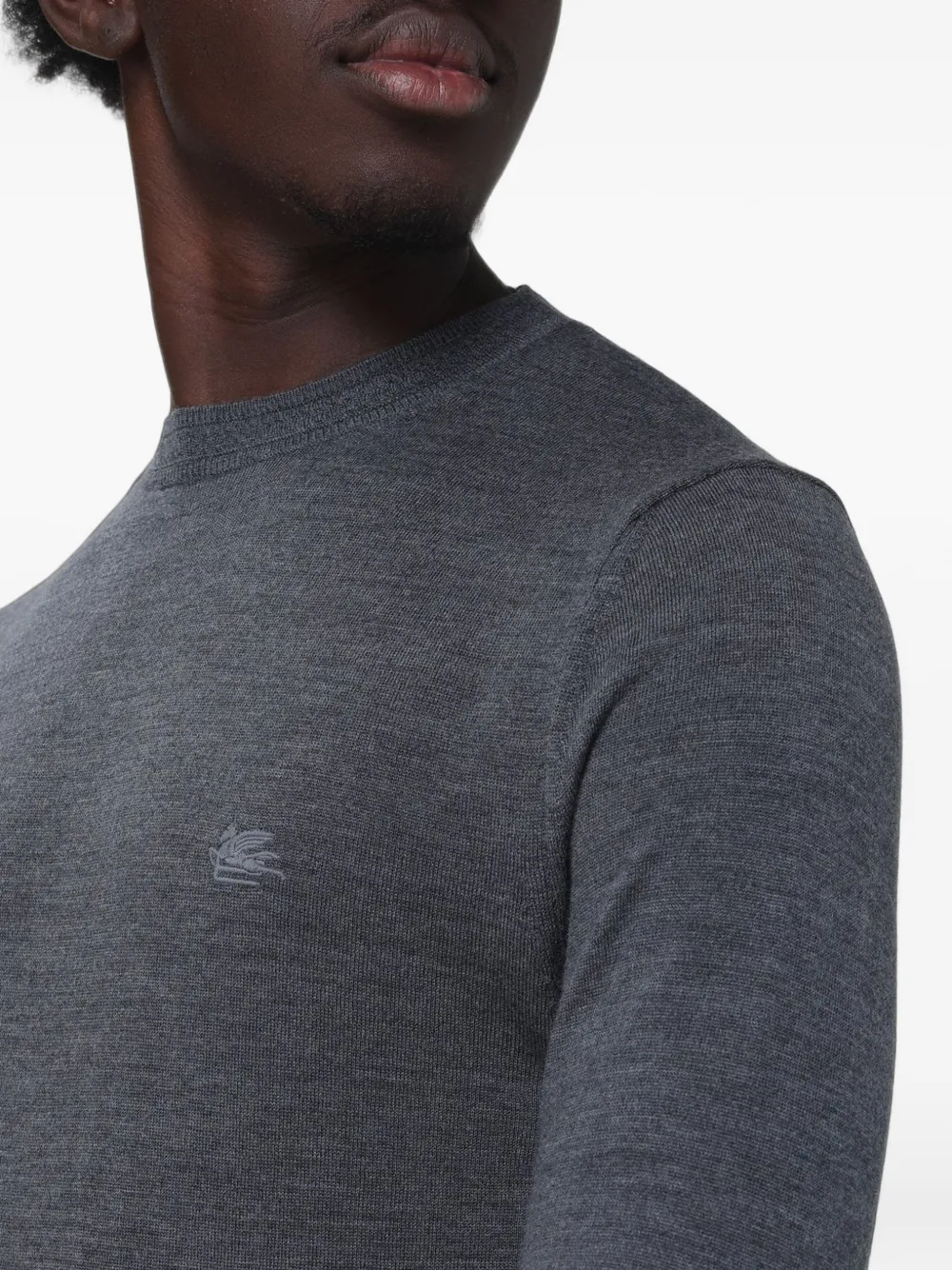 ETRO logo-embroidered sweater Grijs