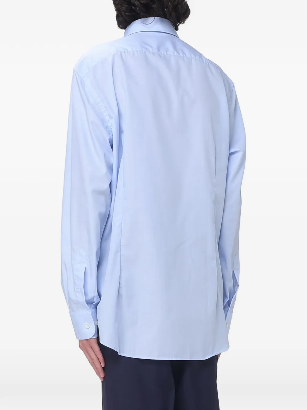 ETRO Pegasus-embroidered button-down shirt Blauw