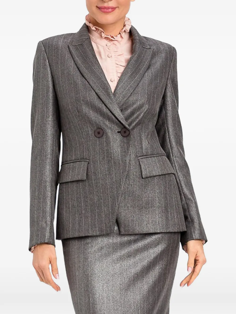 TWINSET double-breasted pinstriped blazer Grijs