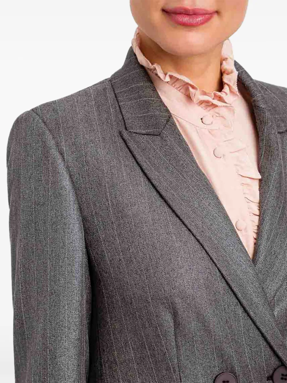 TWINSET double-breasted pinstriped blazer Grijs
