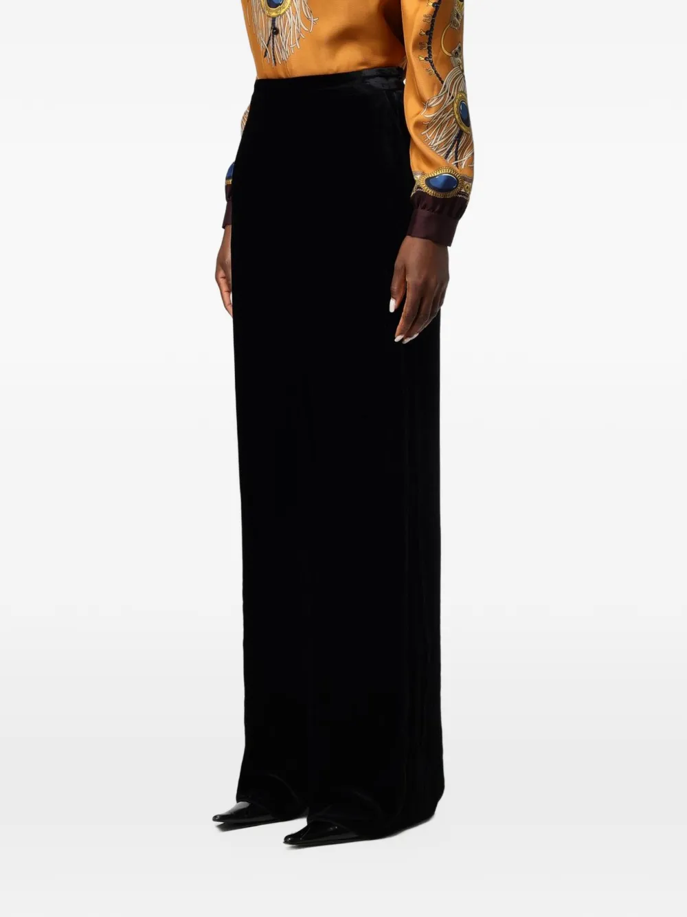 ETRO velvet wide-leg trousers Zwart