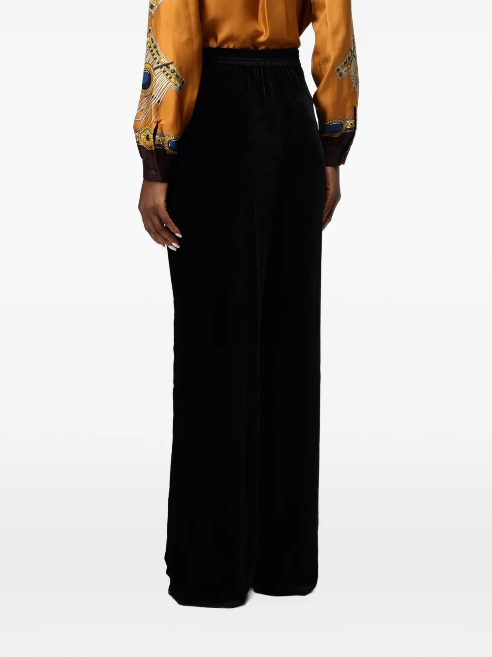 ETRO velvet wide-leg trousers Zwart