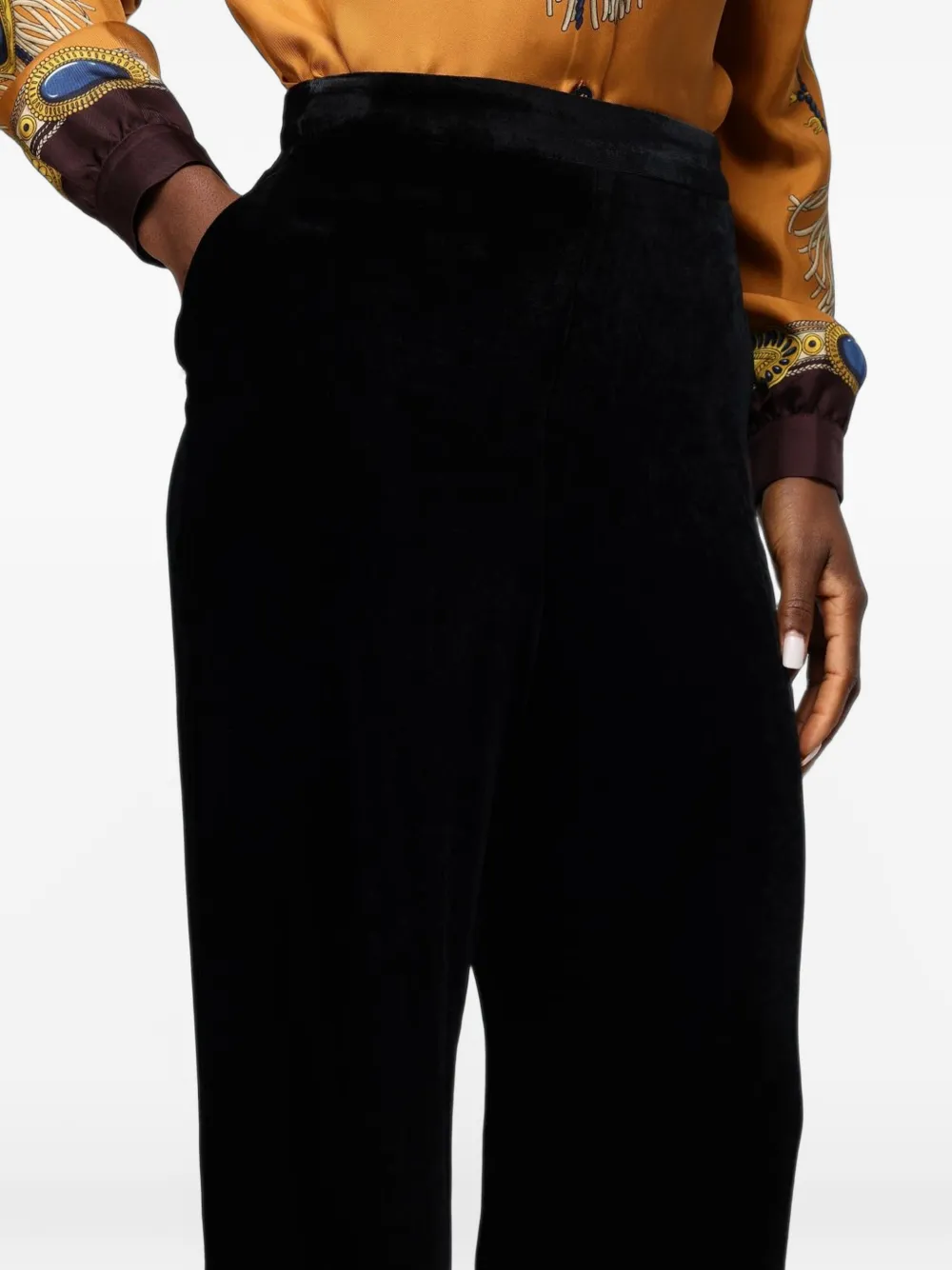 ETRO velvet wide-leg trousers Zwart