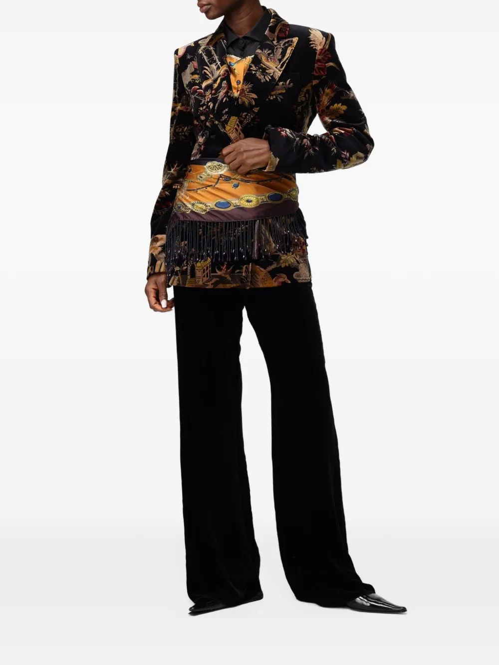 ETRO velvet wide-leg trousers Zwart