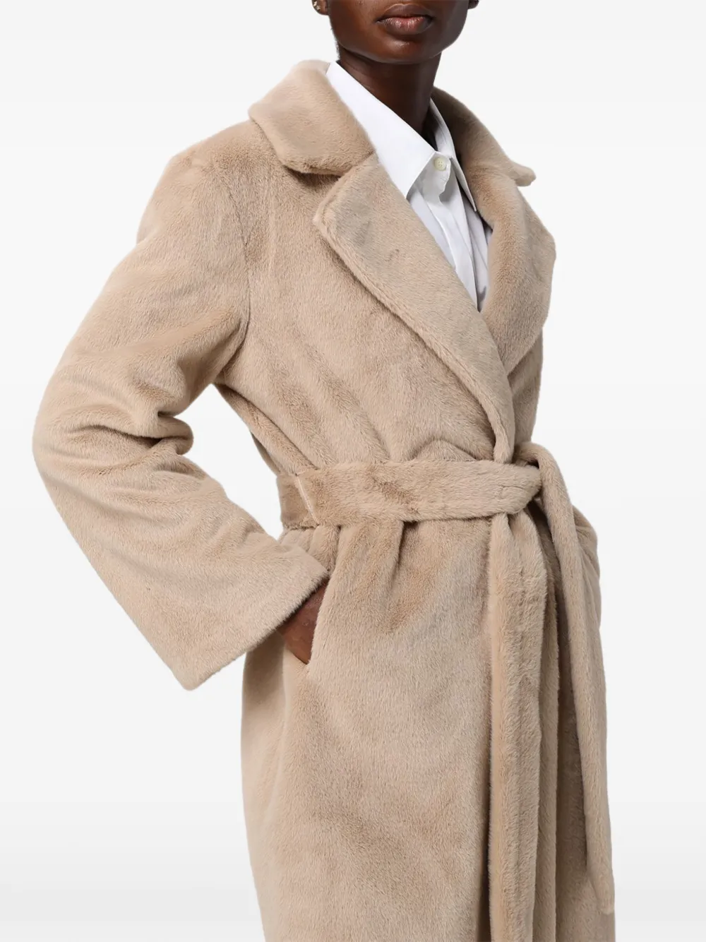Hanita belted faux-fur coat - Tons neutres Hanita belted faux-fur coat - Tons neutres
