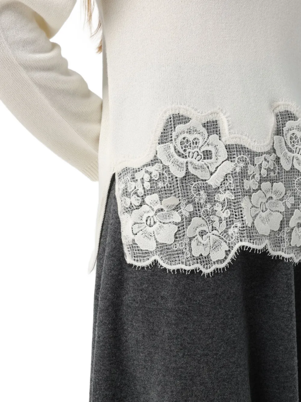 Fabiana Filippi lace-trim turtleneck sweater Beige