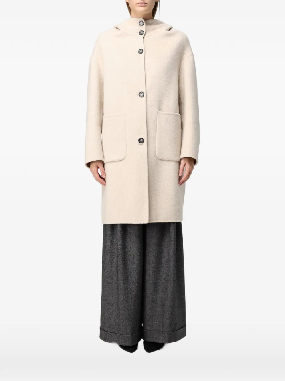Hanita hooded button-front coat - Tons neutres Hanita hooded button-front coat - Tons neutres