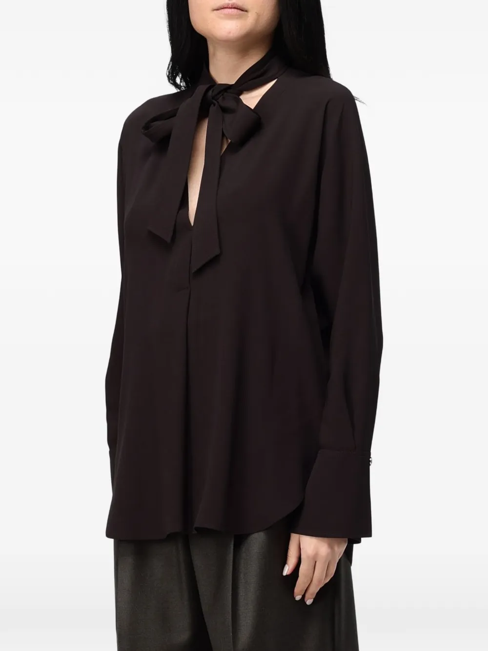 Agnona Blouse met gestrikte hals Bruin