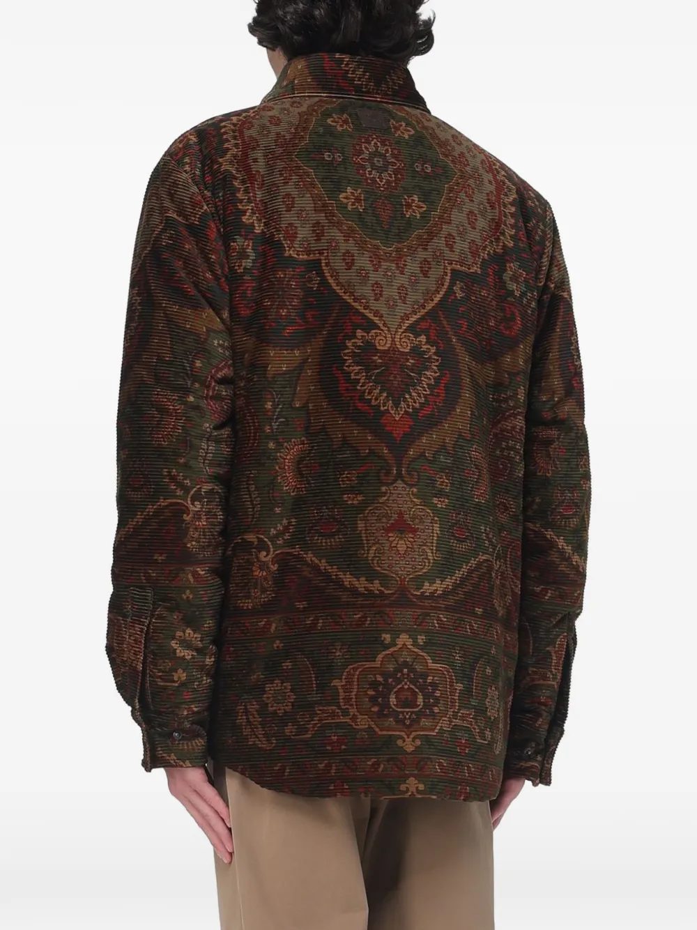 ETRO Ribfluwelen jack met paisley-print Bruin