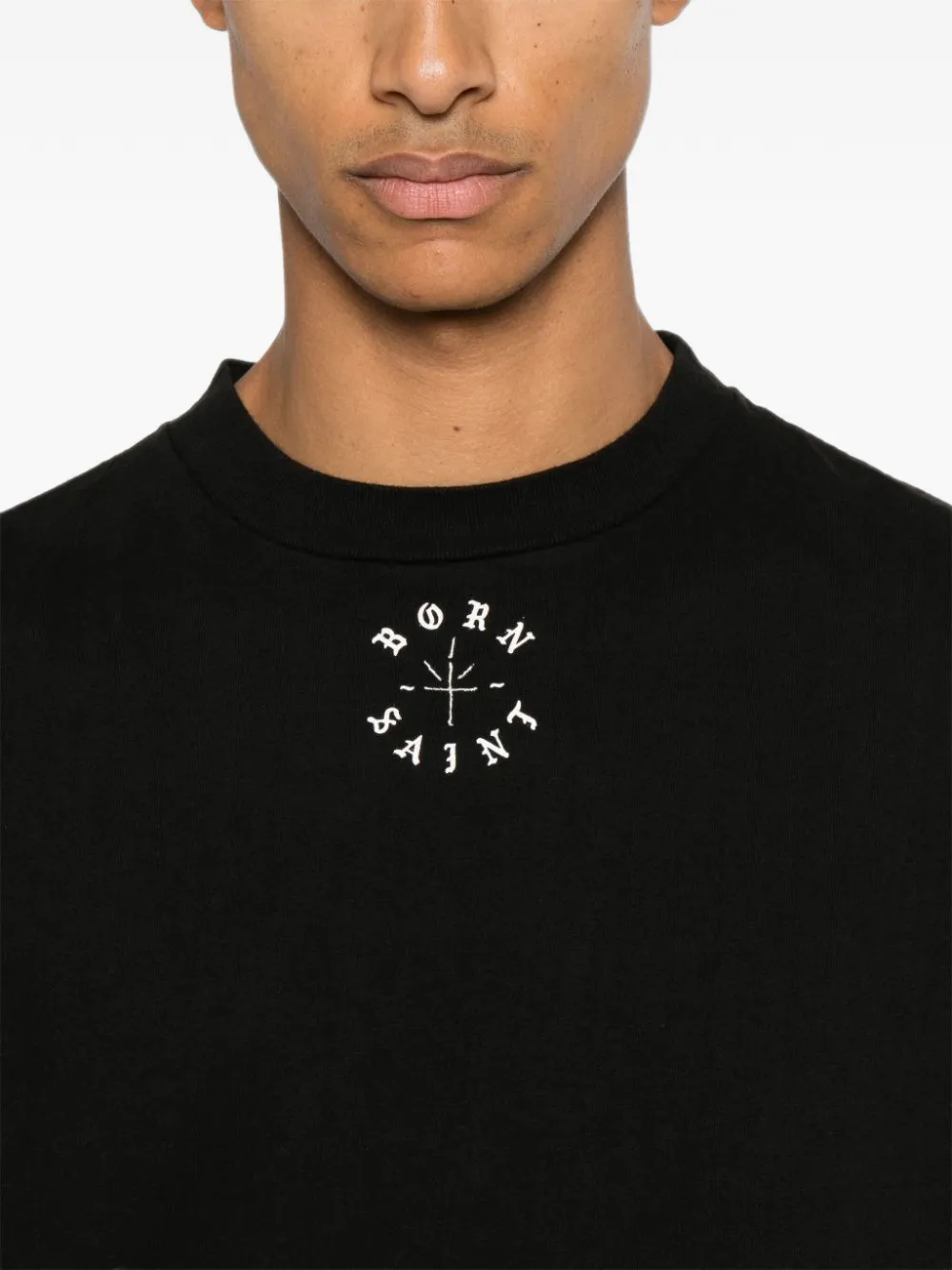 SAINT MXXXXXX x Born X Raised logo-print cotton T-shirt Zwart