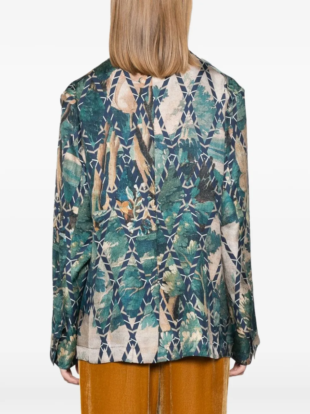 Pierre-Louis Mascia Fancy geometric-pattern double-breasted blazer Groen