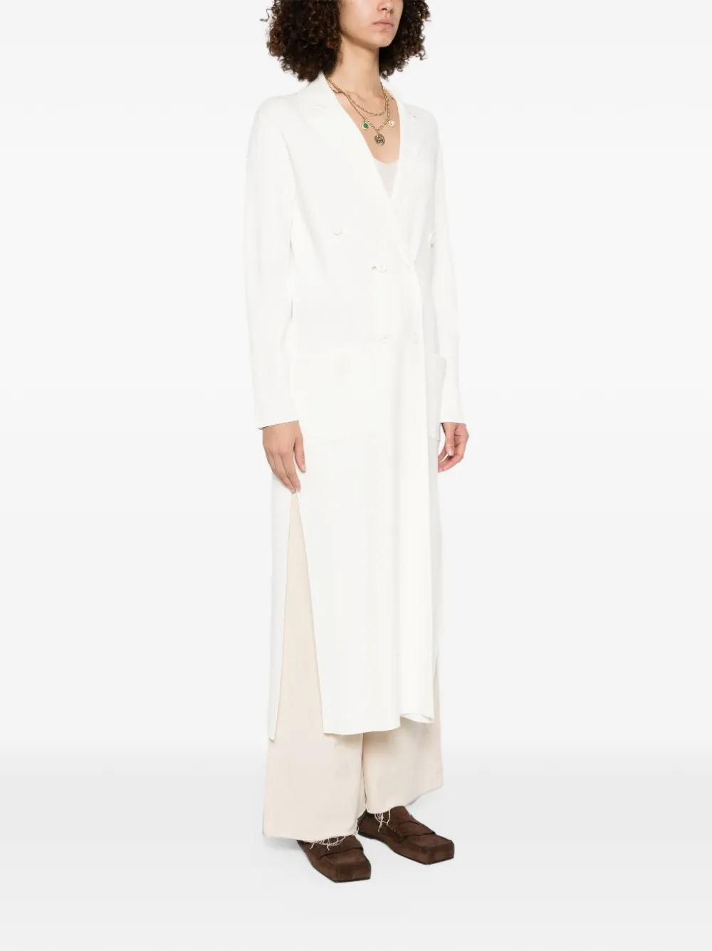 P.A.R.O.S.H. double-breasted side-slit coat Wit