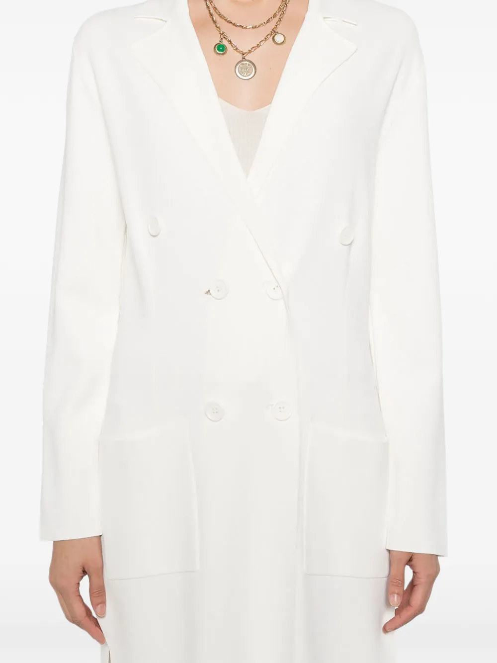 P.A.R.O.S.H. double-breasted side-slit coat Wit