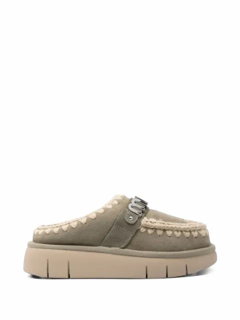 Mou Bounce leather clogs