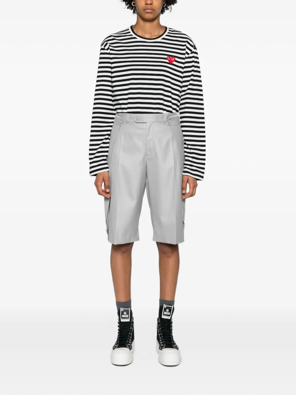 Comme Des Garçons striped cotton T-shirt Wit