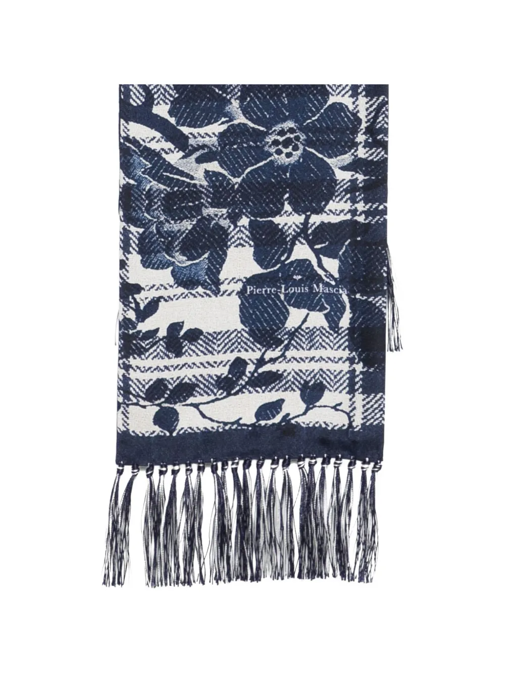 Pierre-Louis Mascia floral-print fringed-trim scarf Blauw