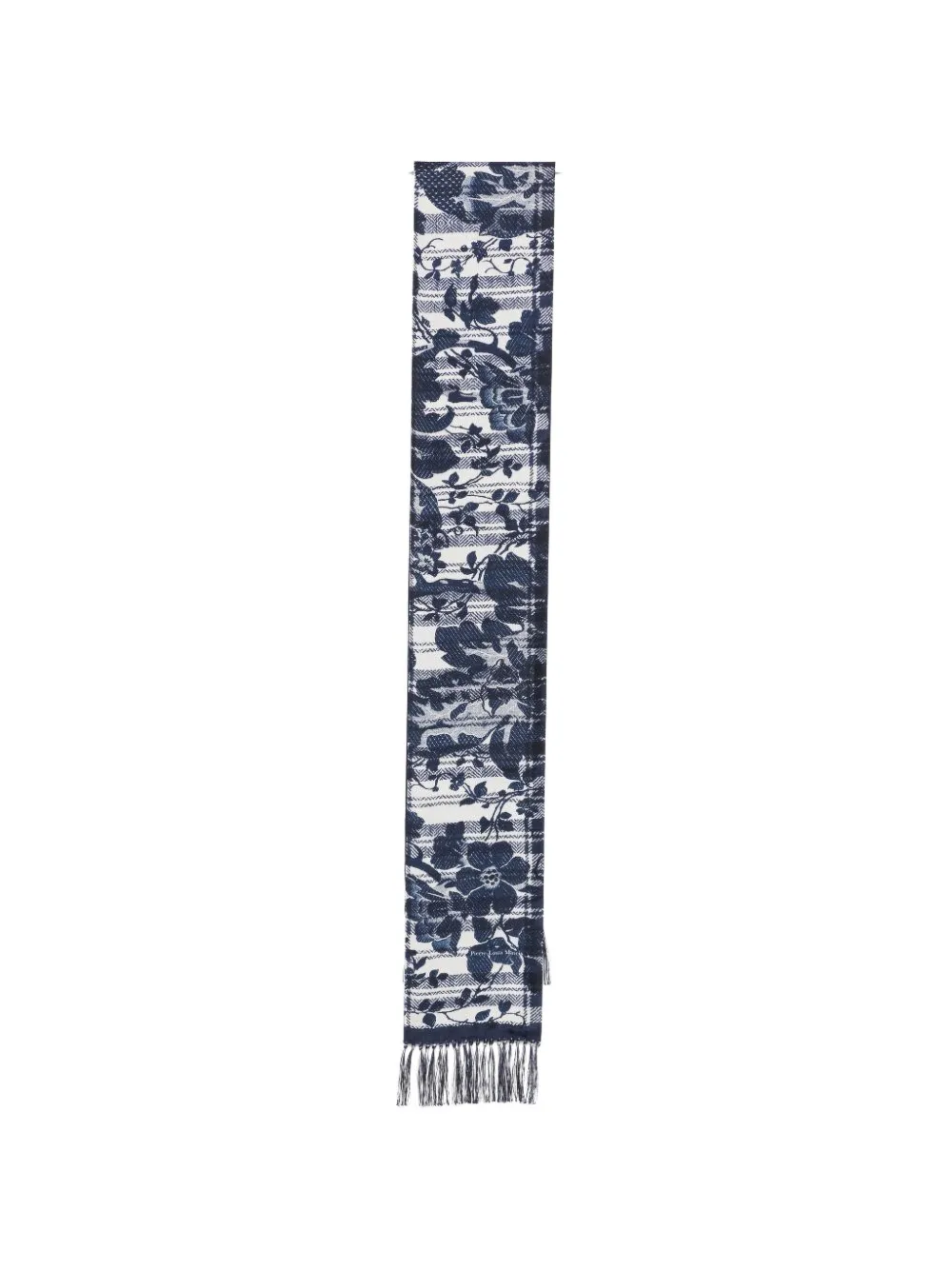 Pierre-Louis Mascia floral-print fringed-trim scarf - Blu