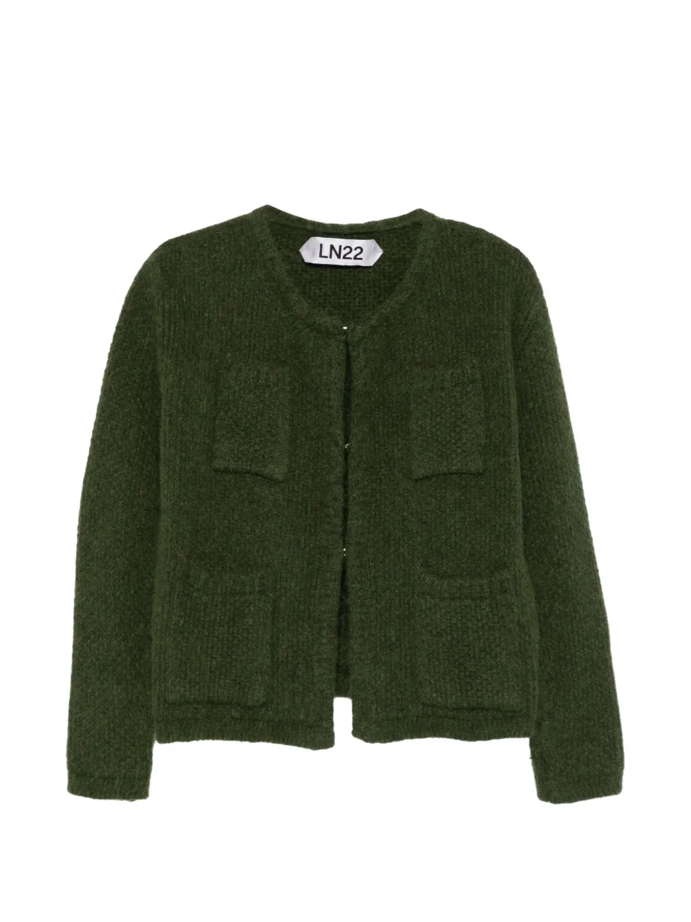 LN22 patch-pocket round-neck cardigan - Verde