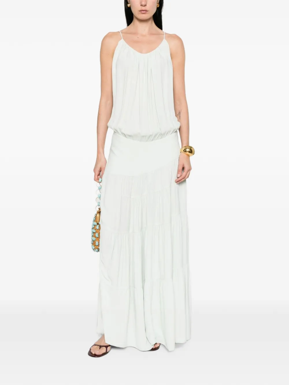IRO Island tiered sleeveless maxi dress Groen