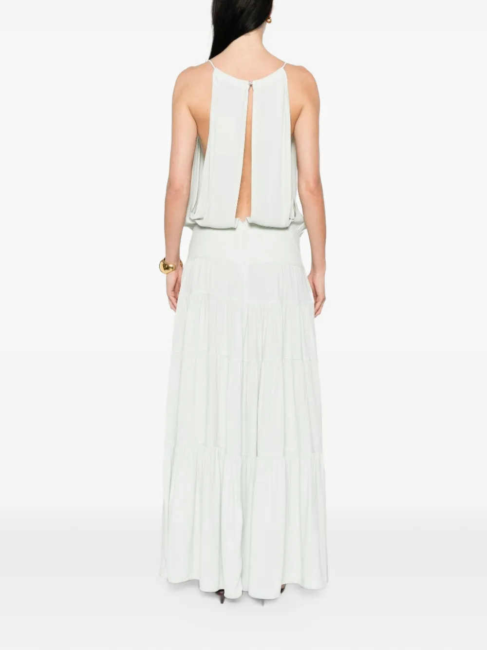 IRO Island tiered sleeveless maxi dress Groen