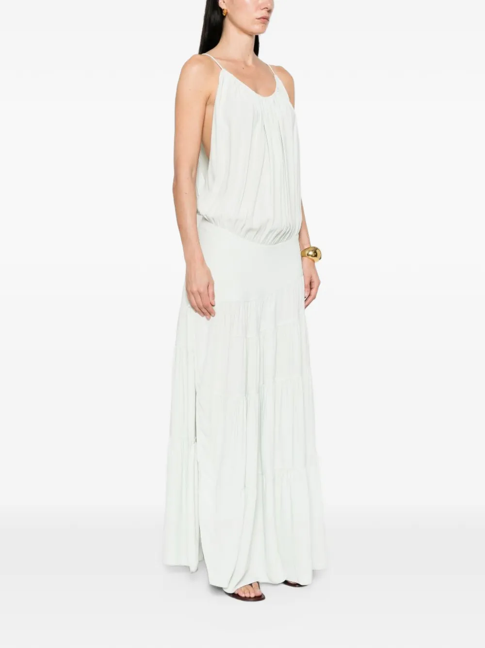 IRO Island tiered sleeveless maxi dress Groen