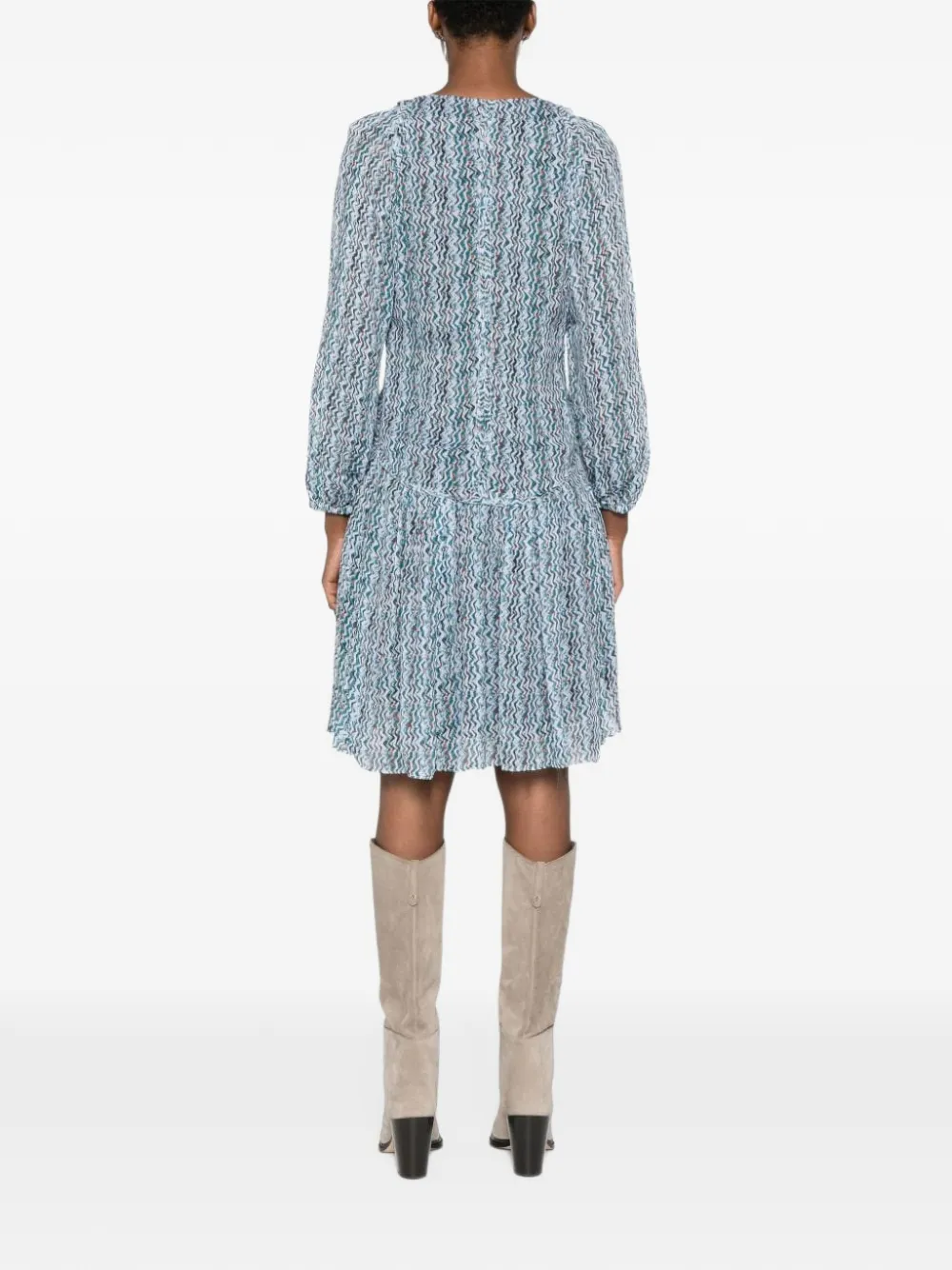 IRO Ruline graphic-print gathered A-line mini dress Blauw