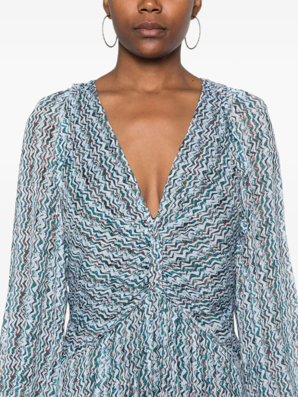 IRO Ruline graphic-print gathered A-line mini dress Blauw